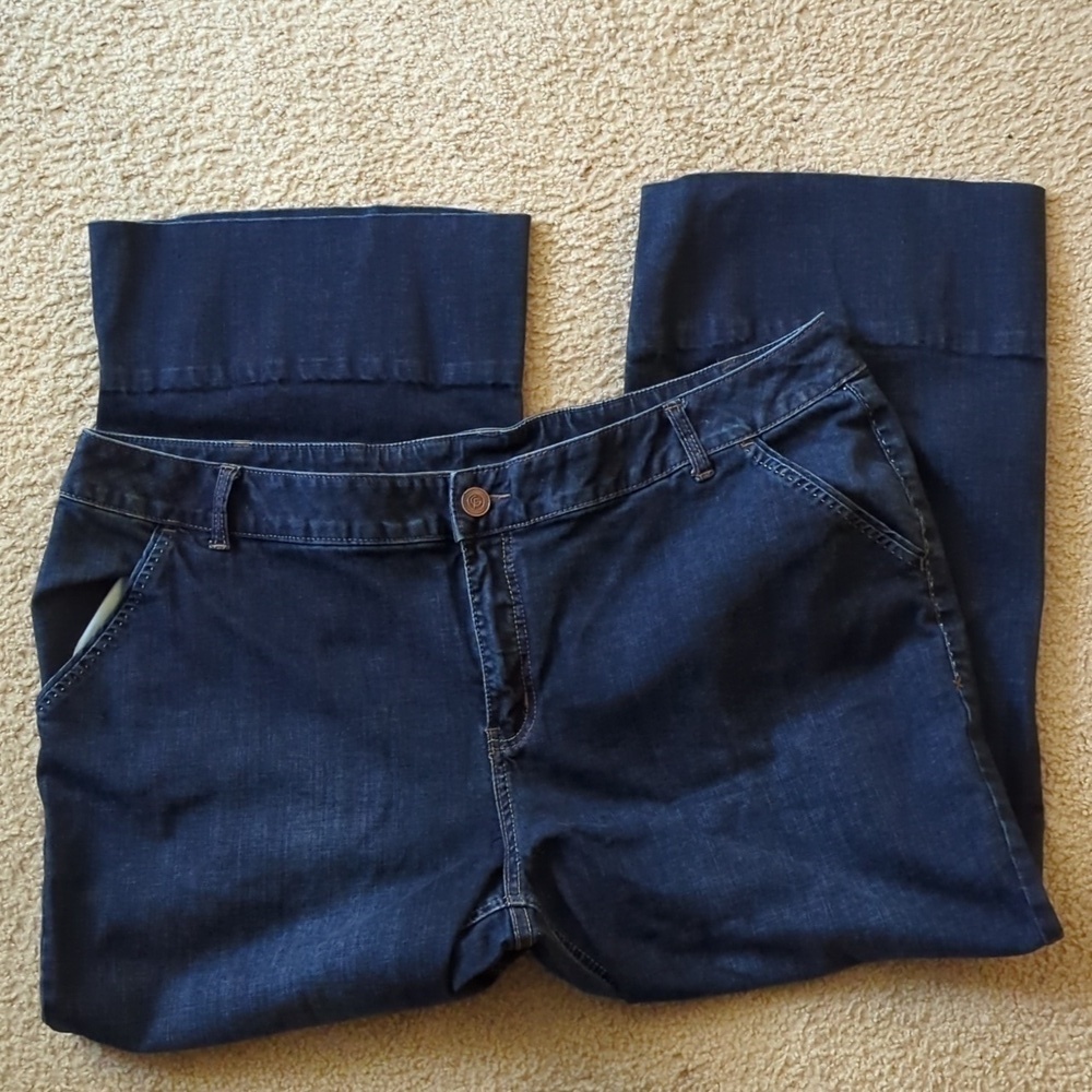 Lane Bryant Wide Leg Dark Wash Denim Jeans Size 24 Regular